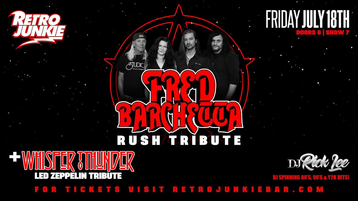 FRED BARCHETTA (Rush Tribute) + WHISPER TO THUNDER (Led Zeppelin Tribute), 18 July | Event in Walnut Creek