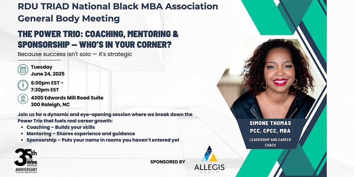 The Power Trio: Coaching, Mentoring & Sponsorship-Who’s in Your Corner? | Event in Raleigh | AllEvents