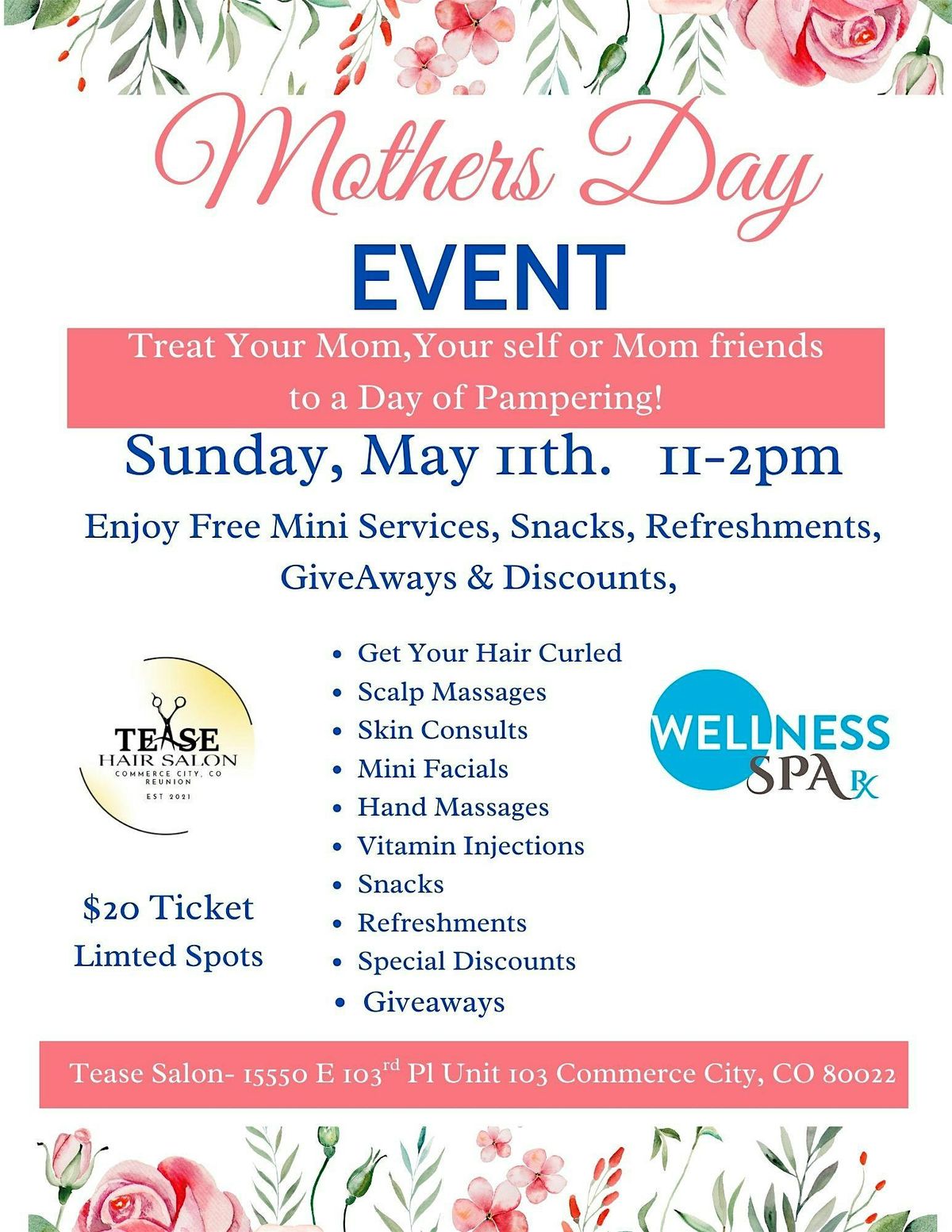 Mothers Day Event- A Day of Pampering, 11 May | Event in Commerce City | AllEvents