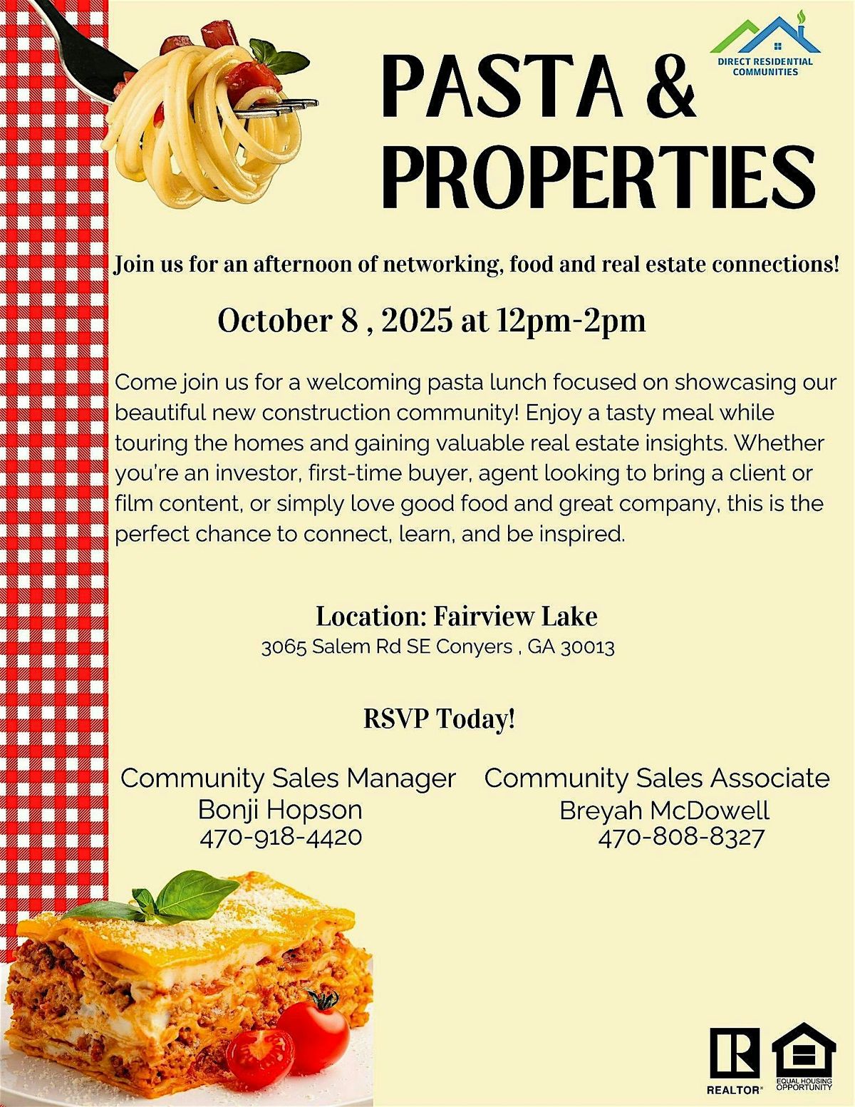 Pasta & Properties, 8 October | Event in Conyers | AllEvents