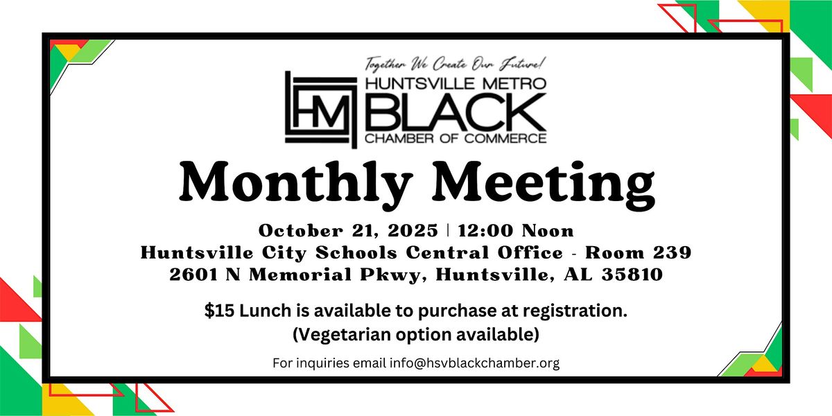 HMBCC October Monthly Meeting 2025, 21 October | Event in Huntsville | AllEvents