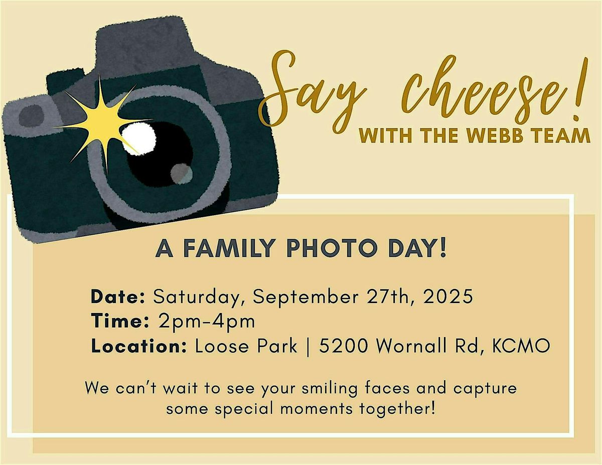 Say Cheese! with The Webb Team, 27 September | Event in Kansas City | AllEvents