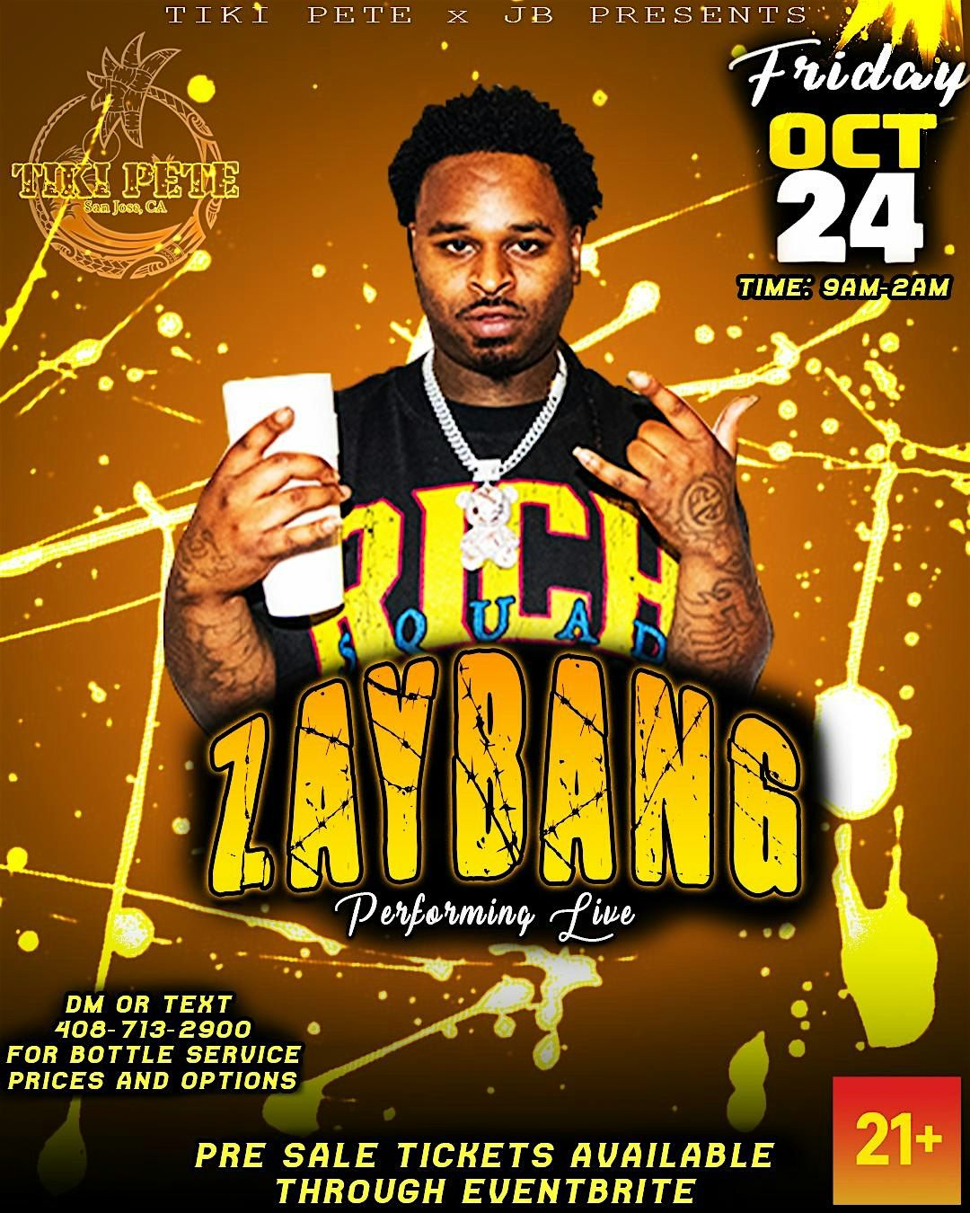 Zaybang Preforming Live @ TIKI PETE in DT San Jose, 24 October | Event in San Jose | AllEvents