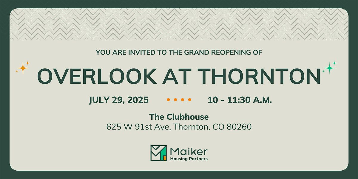 Overlook at Thornton Grand Reopening, 29 July | Event in Thornton | AllEvents