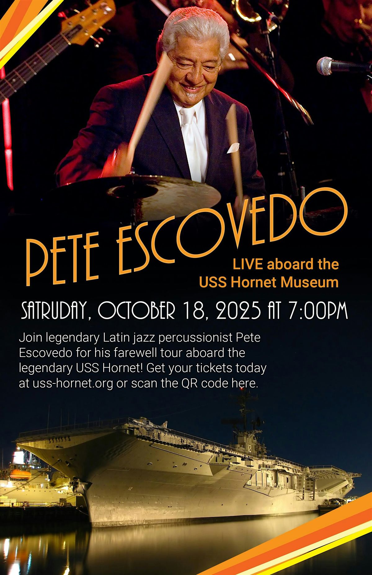 Pete Escovedo live at USS Hornet, 18 October | Event in Alameda | AllEvents