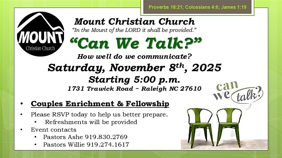 Can We Talk, 8 November | Event in Raleigh | AllEvents