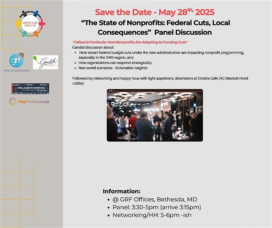 The State of Nonprofits Panel Discussion: What Can Be Done + Networking/HH, 28 May | Event in Bethesda | AllEvents