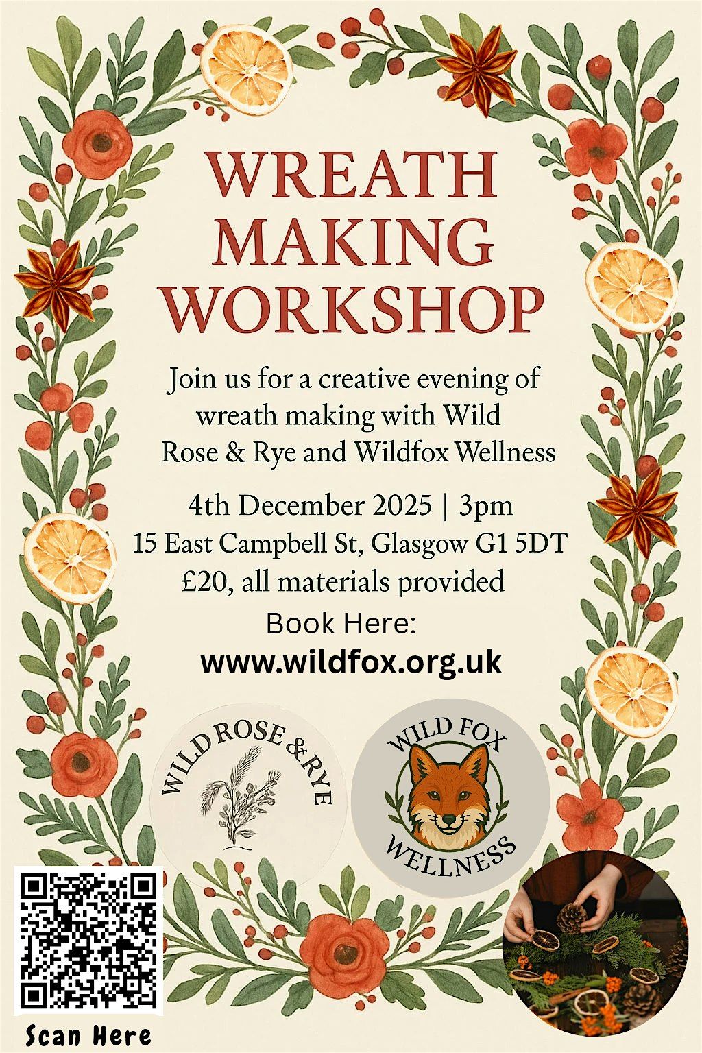 Festive Wreath Workshop (Herbal Tea & Festive Snacks), 4 December | Event in Glasgow | AllEvents