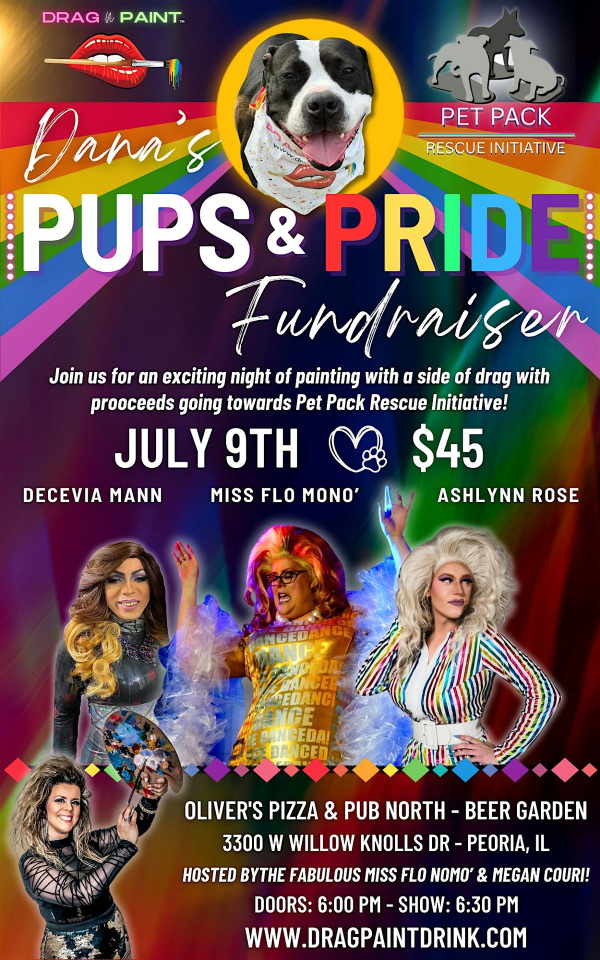 Drag N' Paint - Pups & Pride Fundraiser, 9 July | Event in Peoria | AllEvents