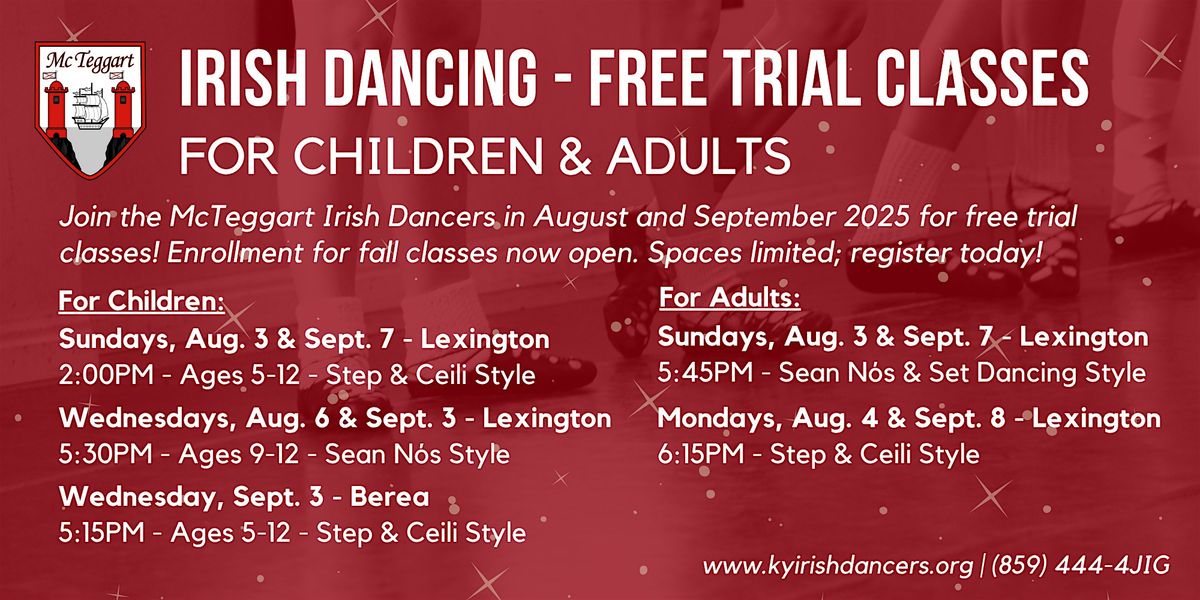 Irish Dance: Free Trial Classes for Children & Adults in Lexington, KY, 3 August | Event in Lexington