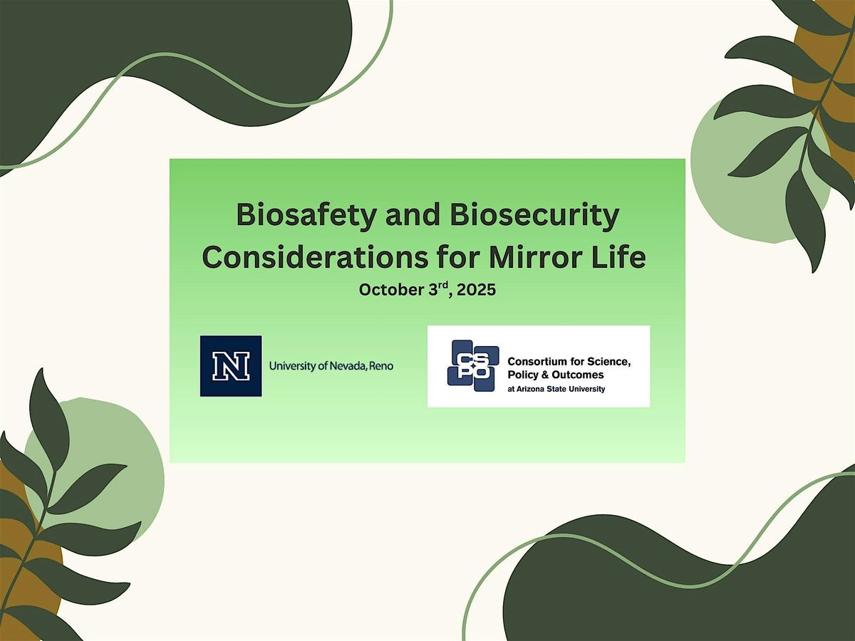 Biosafety and Biosecurity Considerations for Mirror Life, 3 October | Event in Washington | AllEvents