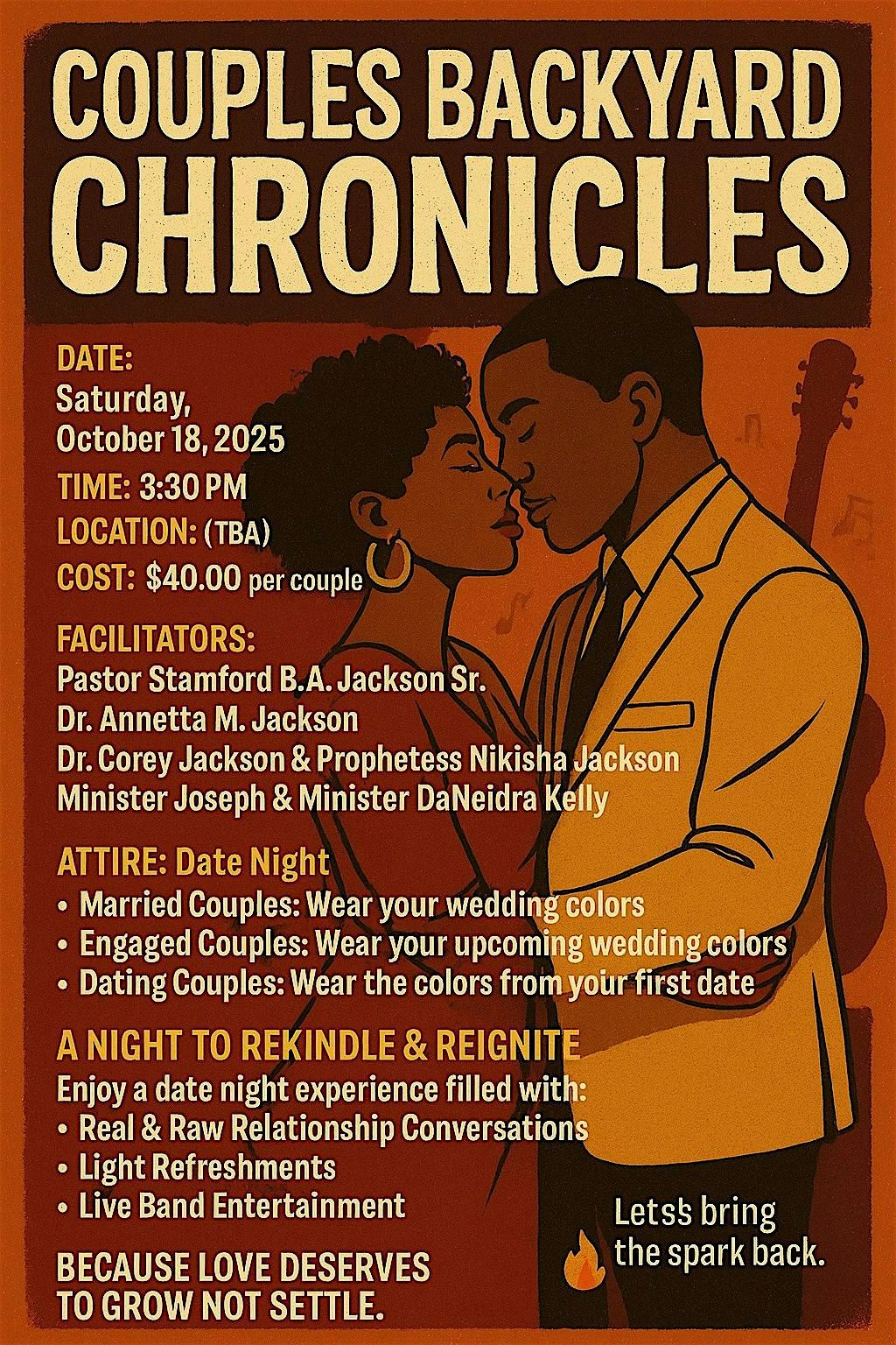 Couples Backyard Chronicles ( Date Night), 18 October | Event in Hurst | AllEvents