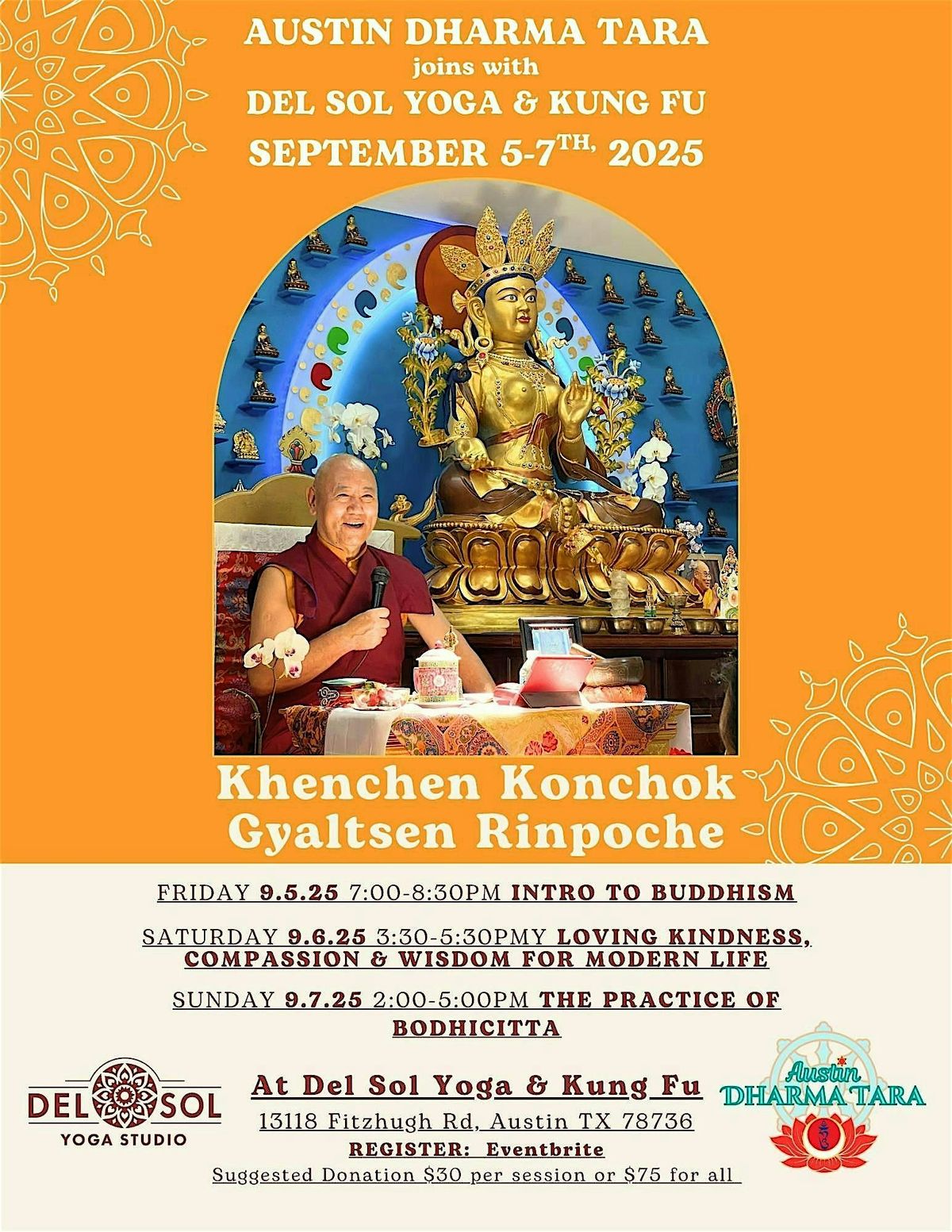 Loving Kindess, Compassion & Wisdom for Modern Life with Khenchen, 5 September | Event in Austin | AllEvents