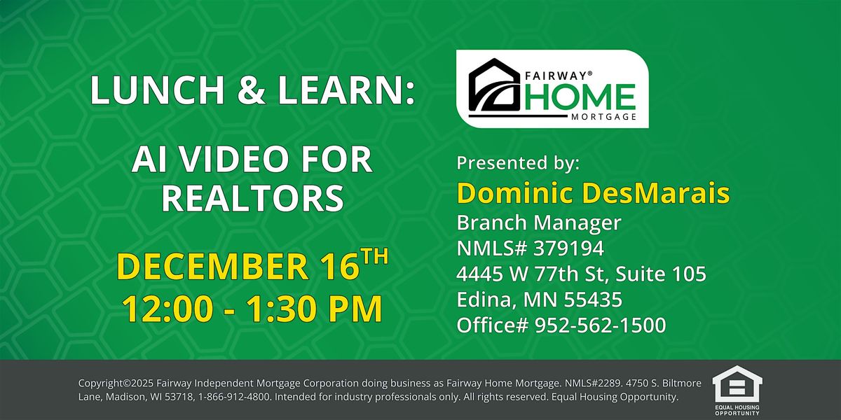 Lunch & Learn: AI Video for Realtors, 16 December | Event in Edina | AllEvents