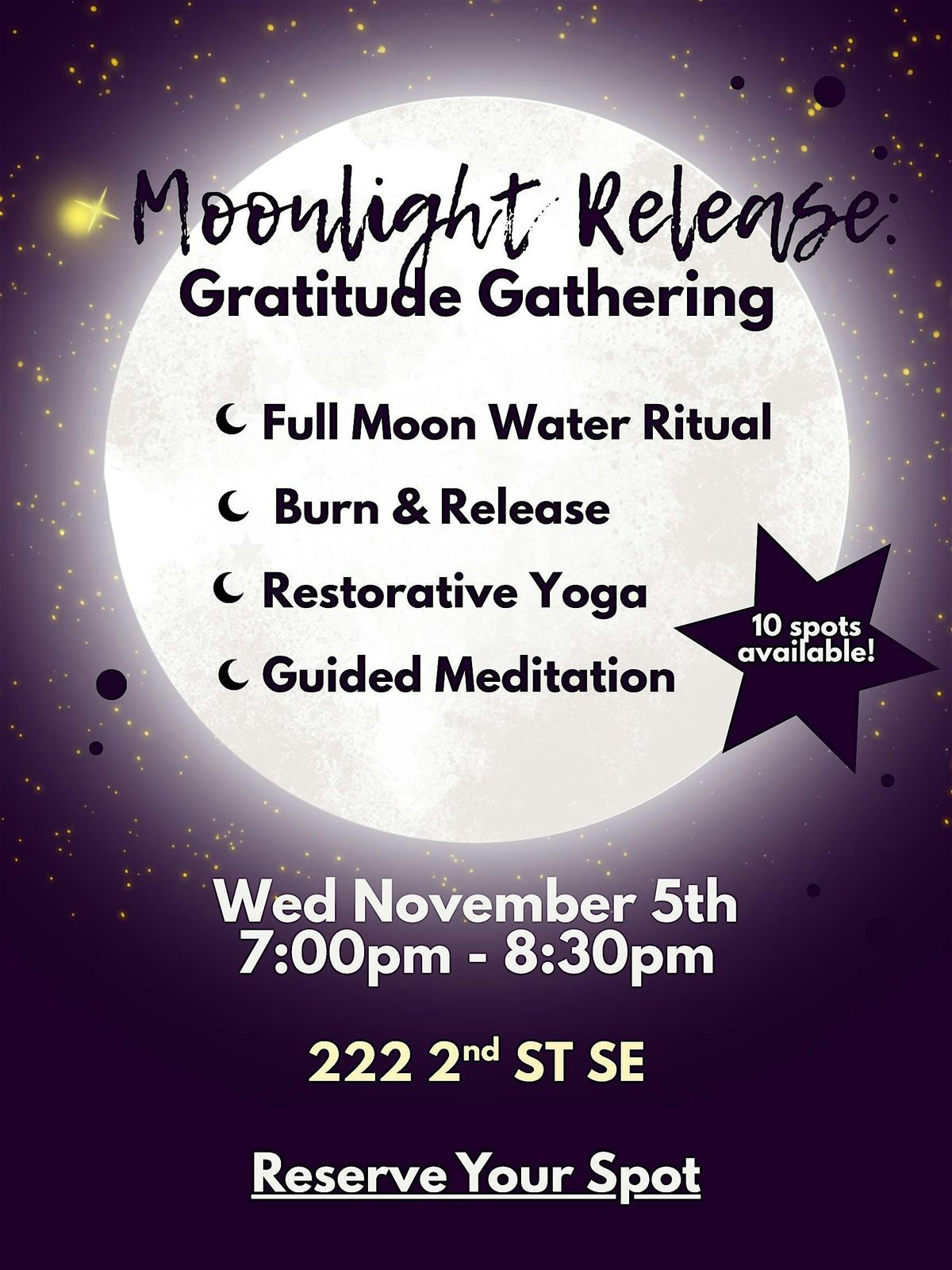 Moonlight Release: Gratitude Gathering, 5 November | Event in Cedar Rapids | AllEvents