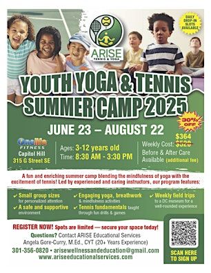 Youth Yoga and Tennis Summer Camp 2025, 23 June | Event in Washington | AllEvents