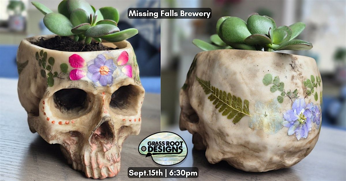 Pressed Flower Skull Planter Paint + Sip | Missing Falls Brewery, 15 September | Event in Akron | AllEvents
