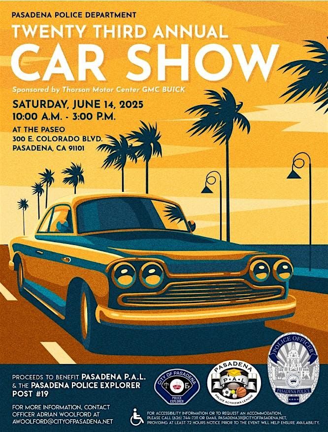 Twenty Third Annual Car Show Sponsored by Thorson Motor Center GMC BUICK, 14 June | Event in Pasadena | AllEvents