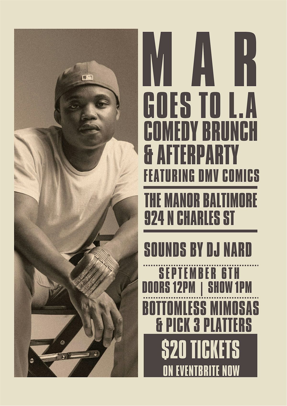 MAR GOES 2 L.A: Comedy Brunch + Afterparty, 6 September | Event in Baltimore | AllEvents