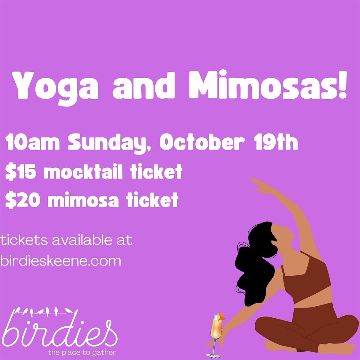 Yoga and Mimosas 10/19, 19 October | Event in Keene | AllEvents