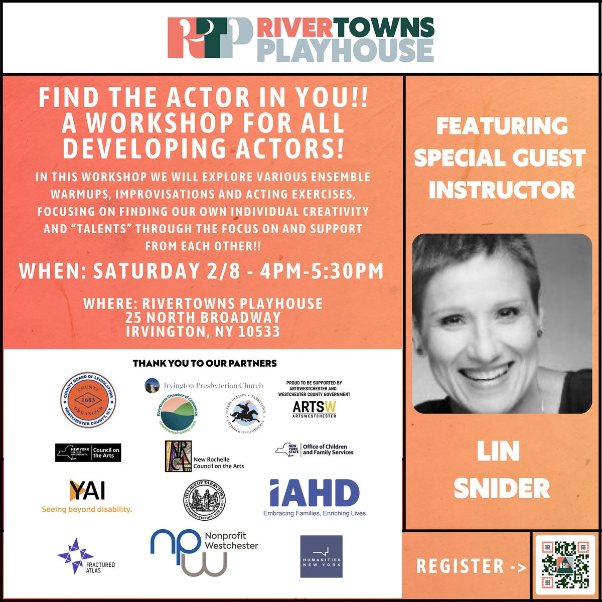 FIND THE ACTOR IN YOU!! Theater Workshop with Special Guest: Lin Snider ...