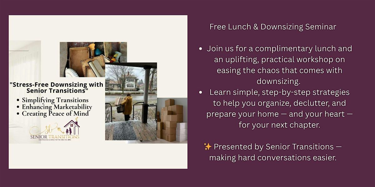 Free Lunch & Downsizing Workshop — Simple Steps to Declutter, Organize,, 22 October | Event in Kingston