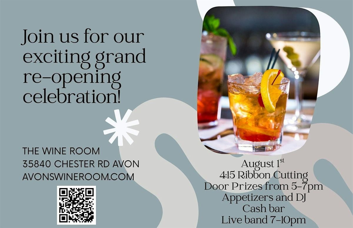 GRAND RE-OPENING THE WINE ROOM, 1 August | Event in Avon | AllEvents