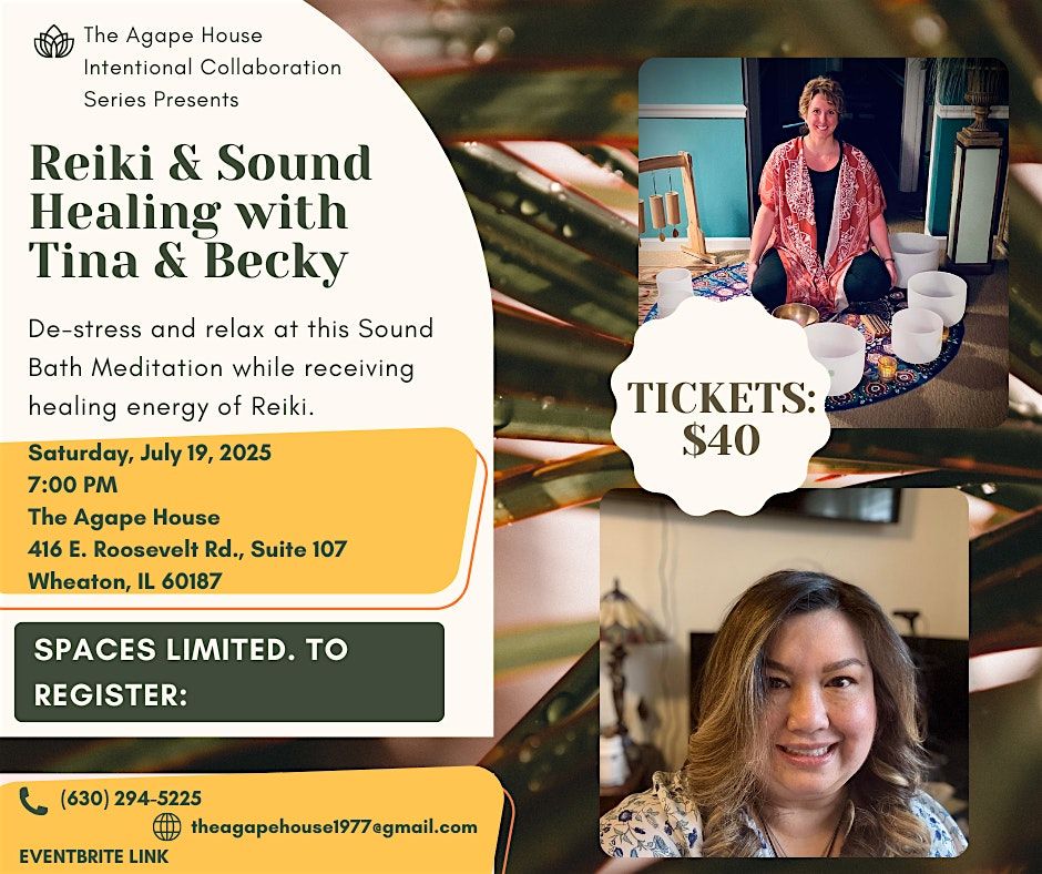 Reiki & Sound Healing with Tina & Becky, 19 July | Event in Wheaton | AllEvents