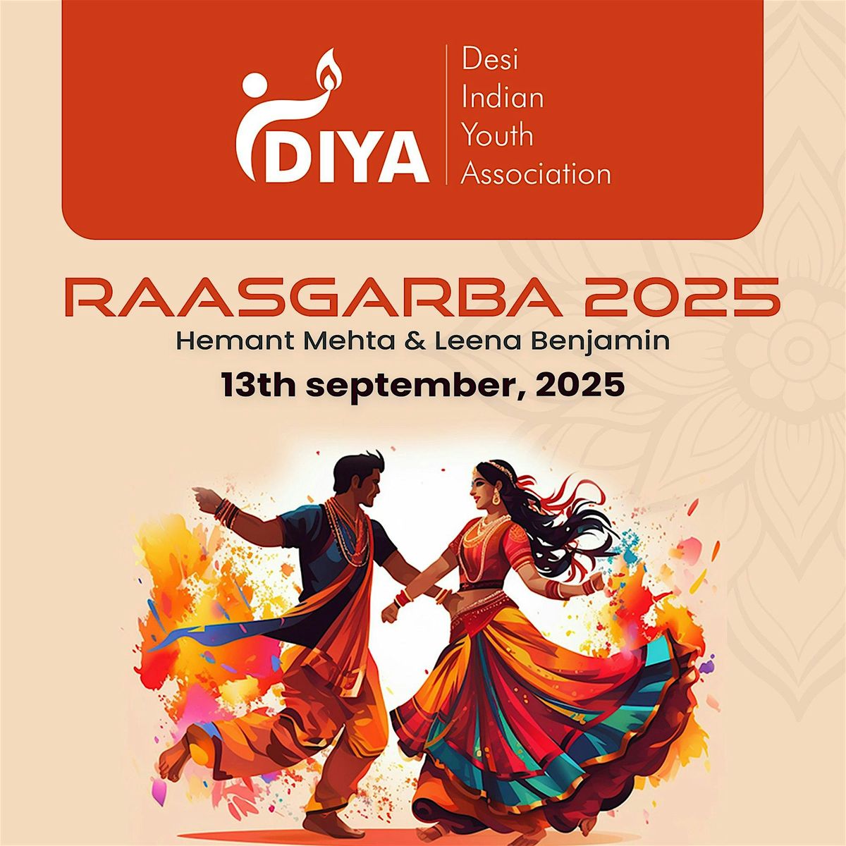 RAASGARBA 2025 with Hemant Mehta & Leena Benjamin Live Performance, 13 September | Event in Garden Grove