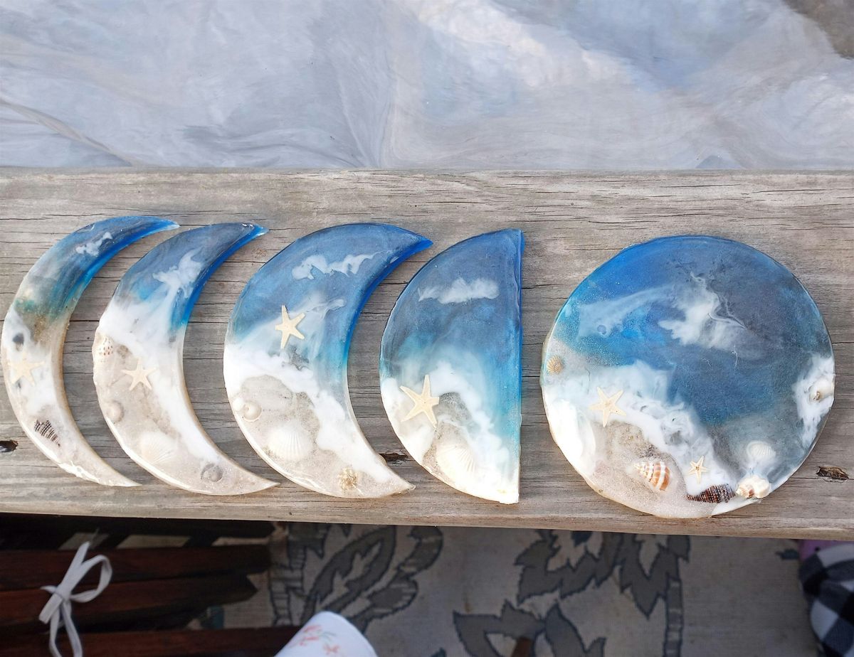 Beginner Resin moon phases workshop- you pick - using crystals and glass, 21 September | Event in Phillipsburg