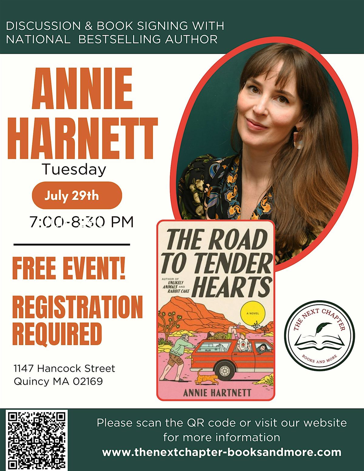An evening with bestselling author Annie Hartnett | Event in Quincy | AllEvents