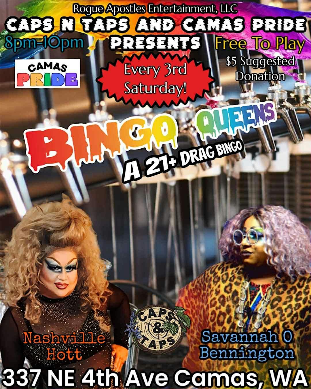 BINGO Queens Drag BINGO Night At Caps N Taps, 16 August | Event in Camas | AllEvents