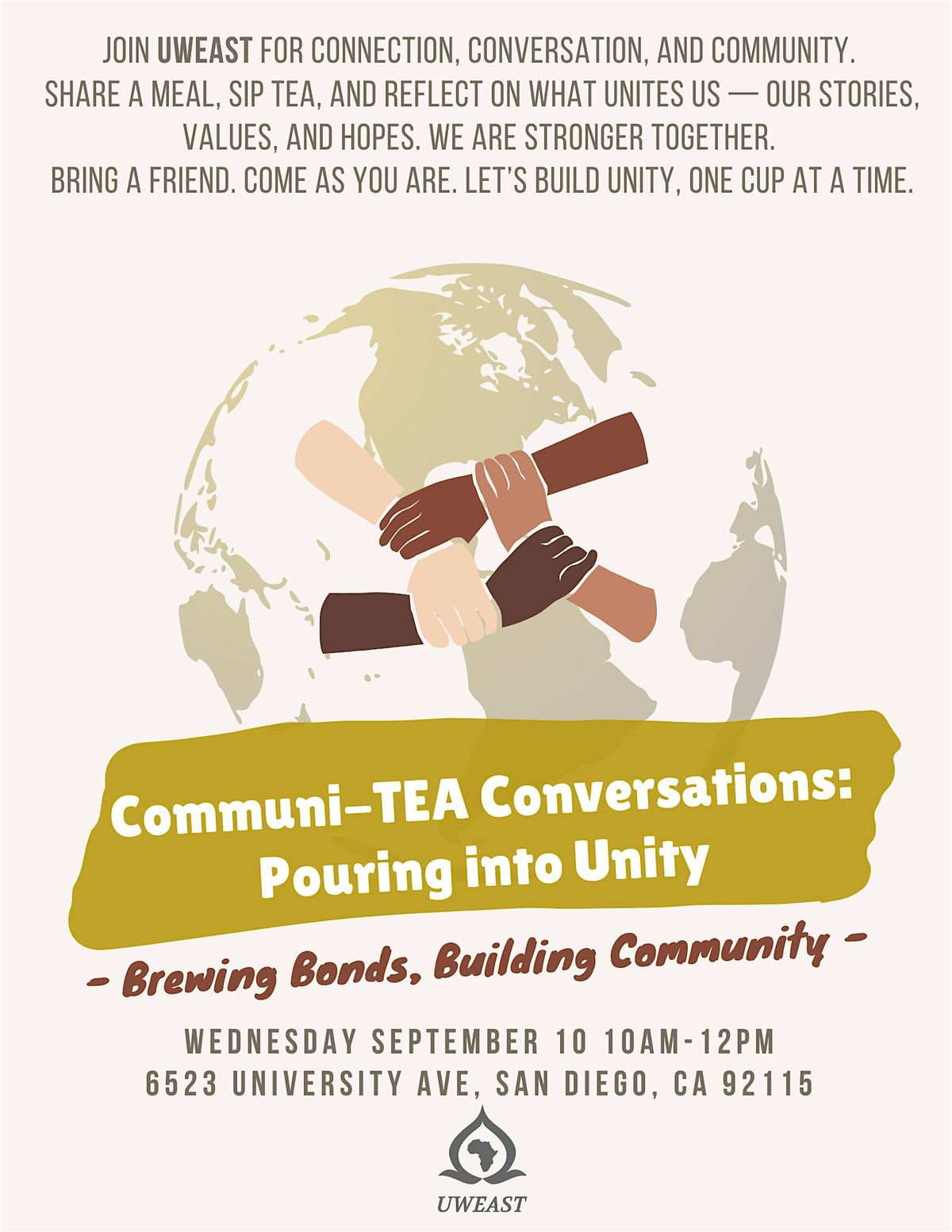 Communi-TEA Conversations: Pouring into Unity, 10 September | Event in San Diego | AllEvents