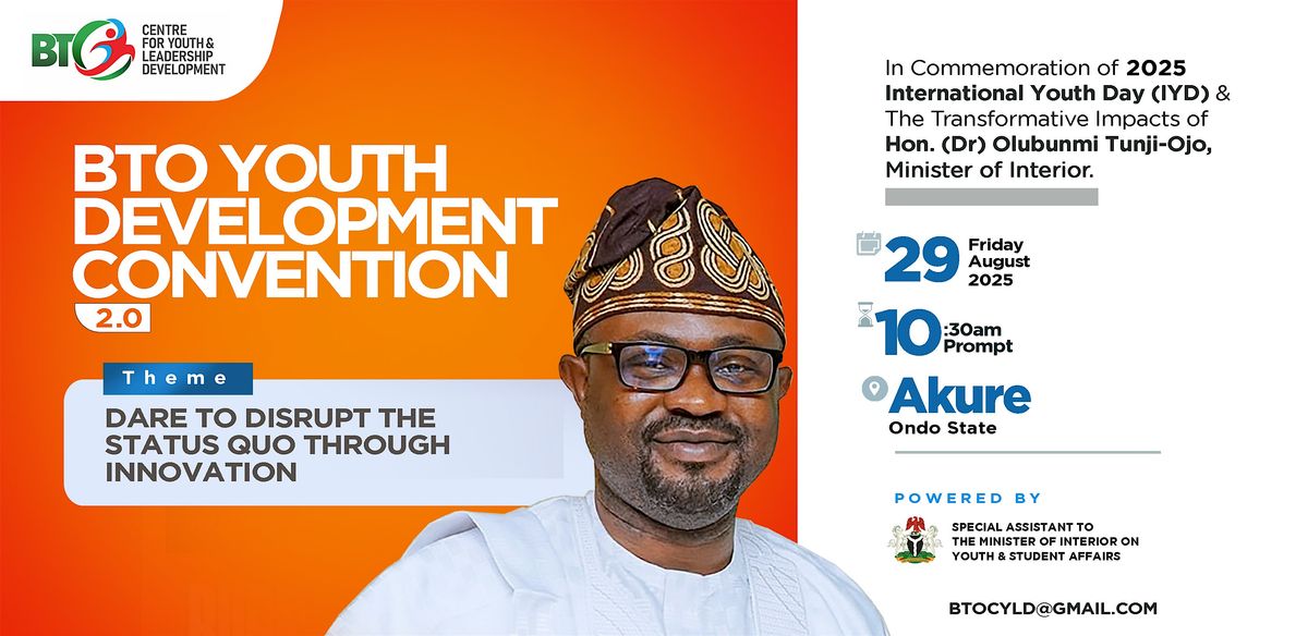 BTO YOUTH DEVELOPMENT CONVENTION, 29 August | Event in Akure | AllEvents