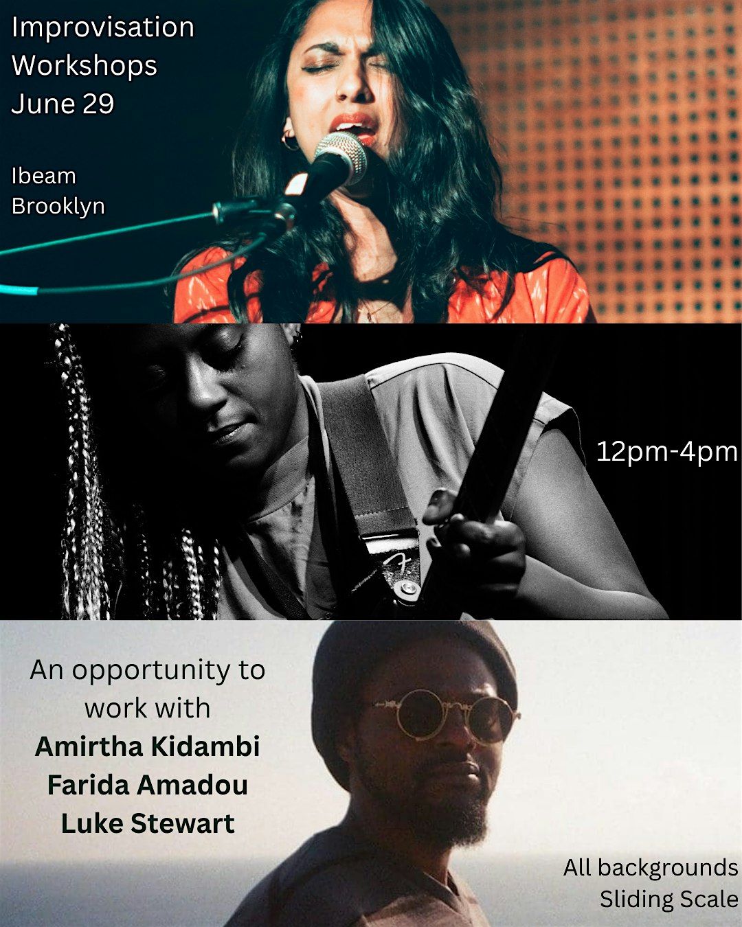 CMS June 29 Workshops with Amirtha Kidambi, Farida Amadou, & Luke Stewart, 29 June | Event in Brooklyn