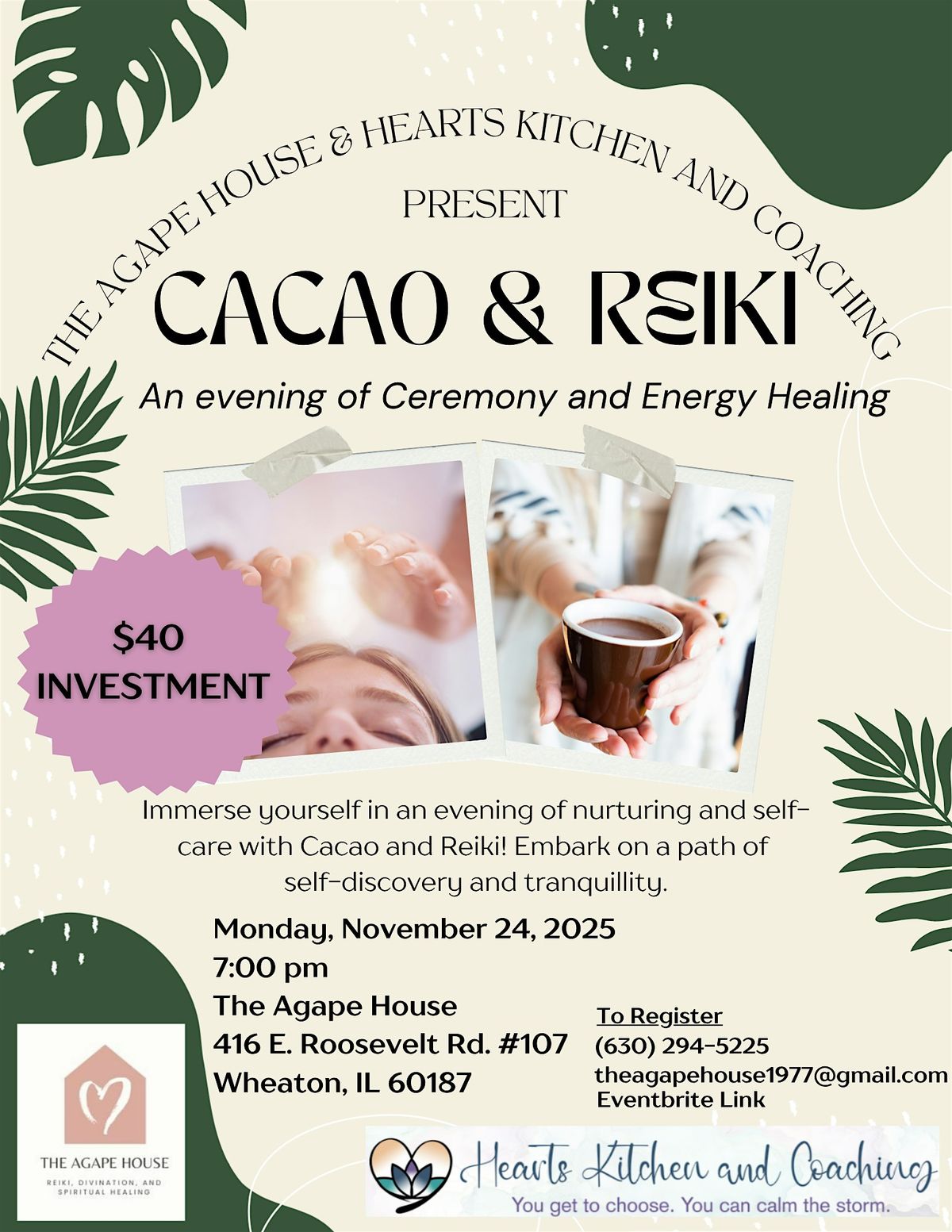 Cacao & Reiki: An evening of Ceremony and Energy Healing, 24 November | Event in Wheaton | AllEvents