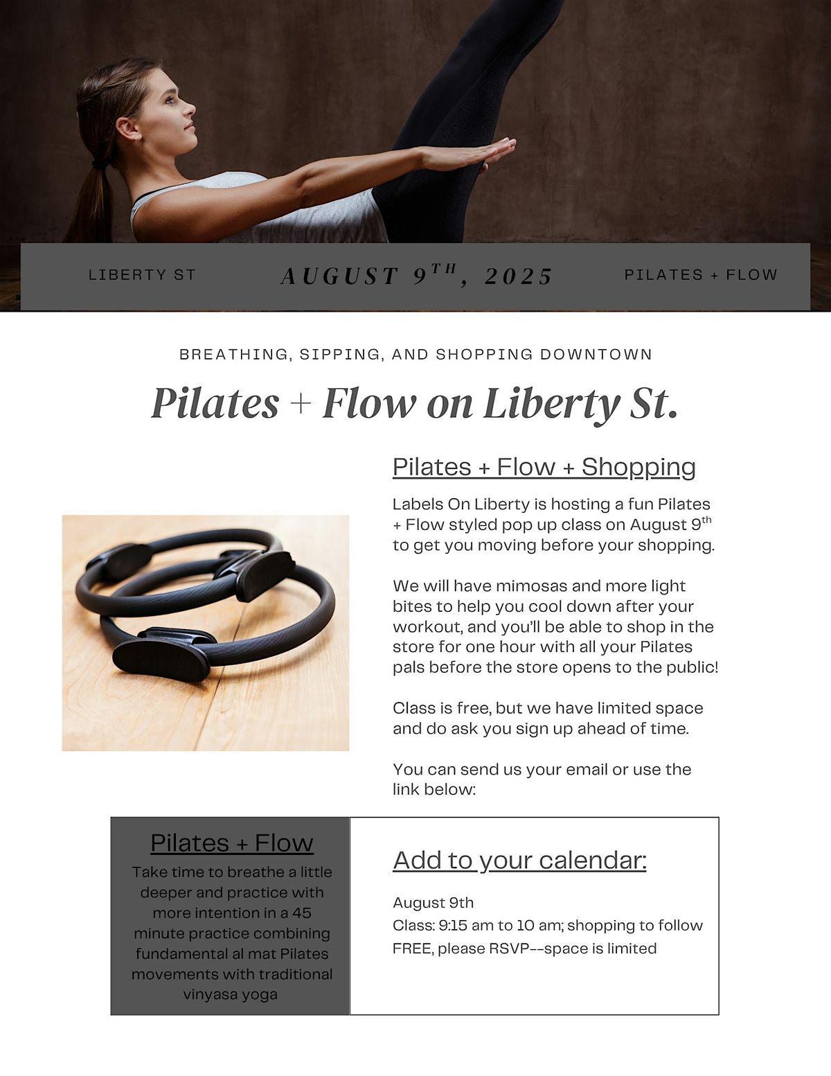 Pilates + Flow On Liberty St, 9 August | Event in Savannah | AllEvents