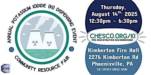 Annual Potassium Iodide (KI) Dispensing Event & Community Resource Fair, 14 August | Event in Phoenixville