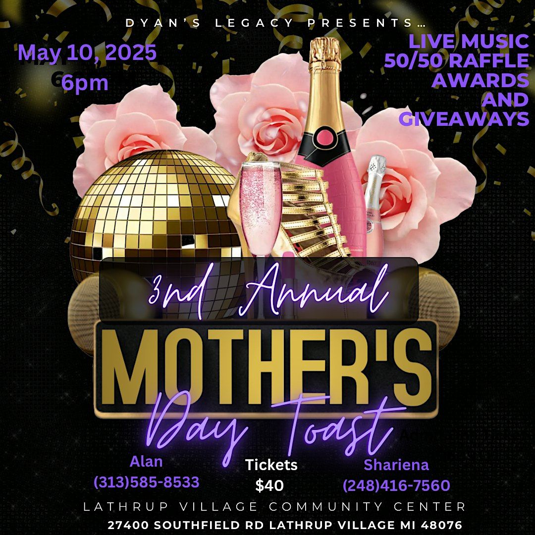 3rd Annual Mother’s Day Toast Dinner, 10 May | Event in Lathrup Village | AllEvents
