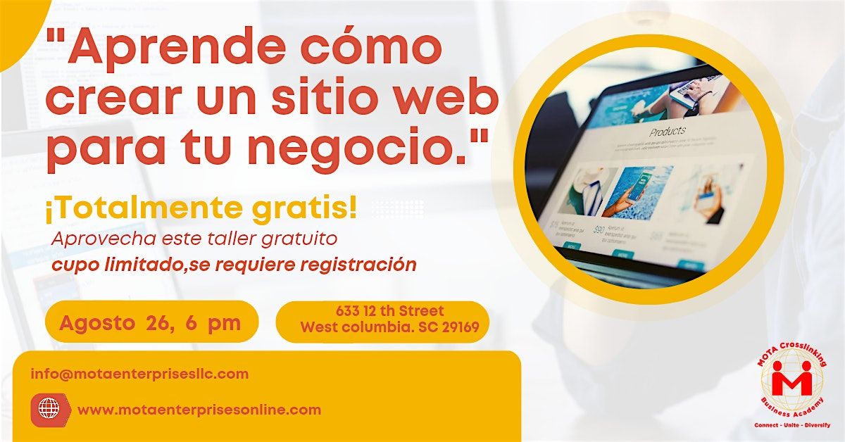 Aprende cómo crear el sitio web de tu negocio - Taller práctico gratuito, 26 August | Event in West Columbia