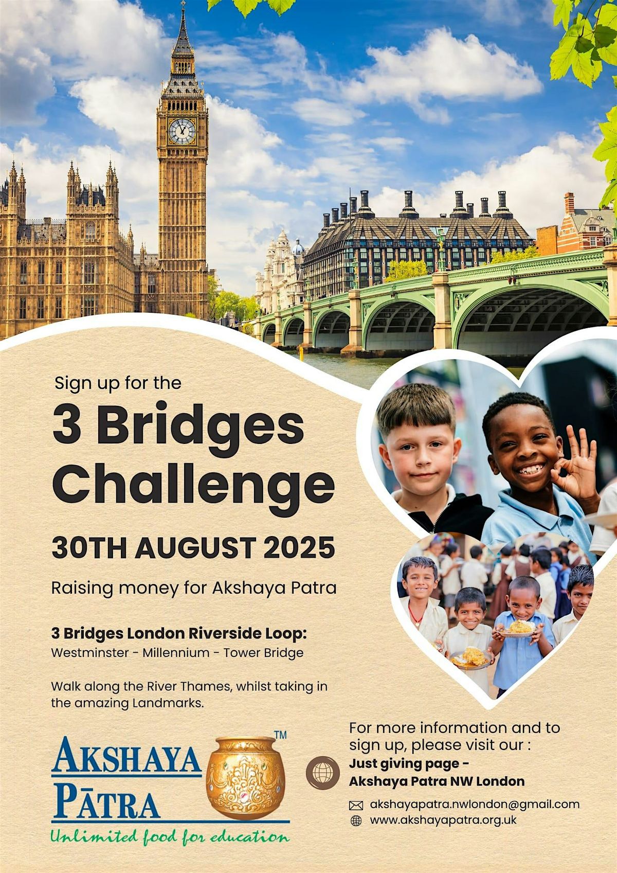 3 Bridges Challenge for Akshaya Patra, 30 August | Event in London | AllEvents