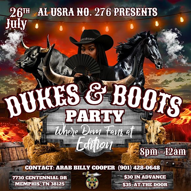 Al Usra Temple Presents Dukes & Boots II, 26 July | Event in Memphis | AllEvents