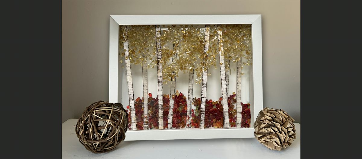 Autumn Birch Trees Wood & Crushed Glass in Frame Paint Art Sip Class, 10 September | Event in Akron | AllEvents