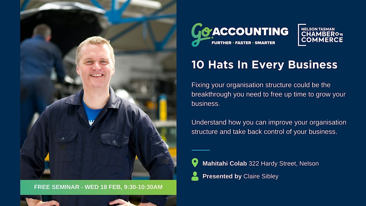 10 Hats In Every Business, 18 February | Event in Nelson | AllEvents