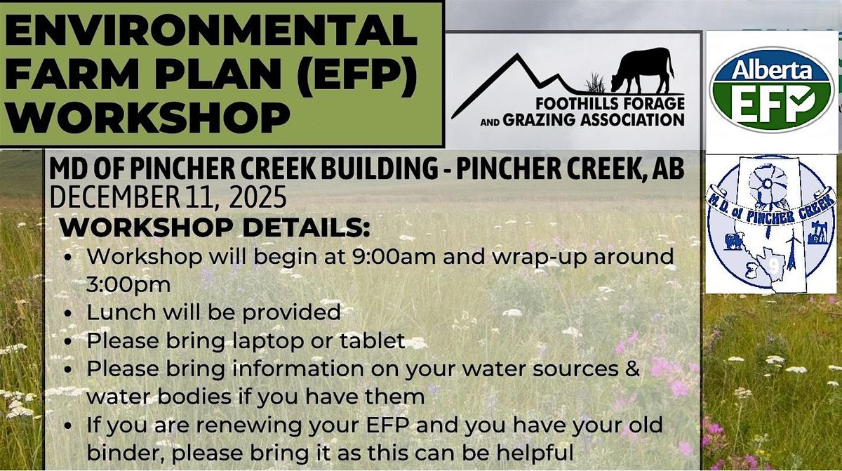 Environmental Farm Plan Workshop - Pincher Creek, 11 December | Event in Pincher Creek | AllEvents