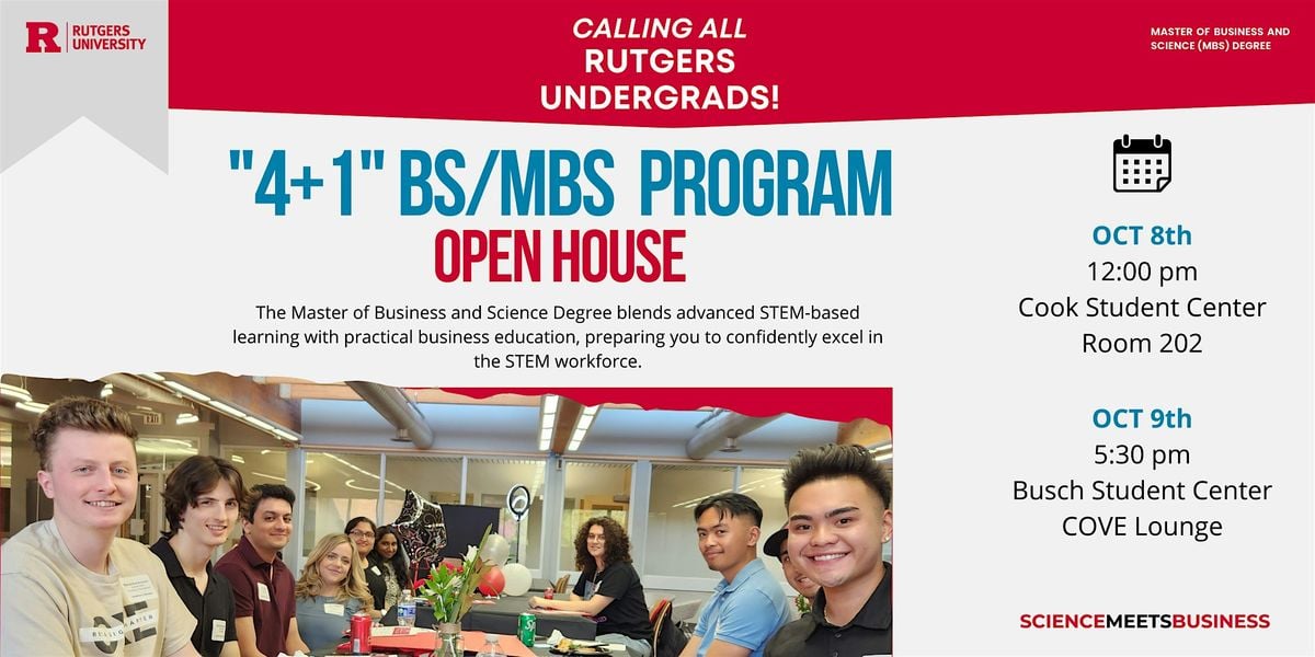 OPEN HOUSE: “4+1” BS/MBS Program - Science Meets Business!, 8 October | Event in New Brunswick | AllEvents