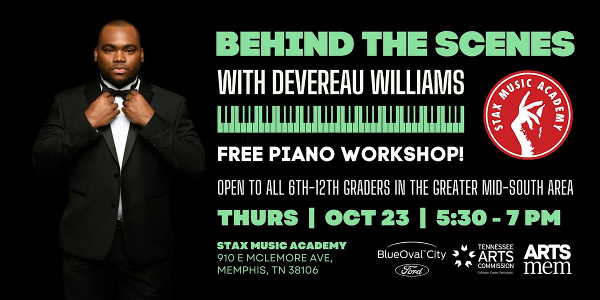 Behind The Scenes with Devereau Williams: Piano Workshop, 23 October | Event in Memphis | AllEvents