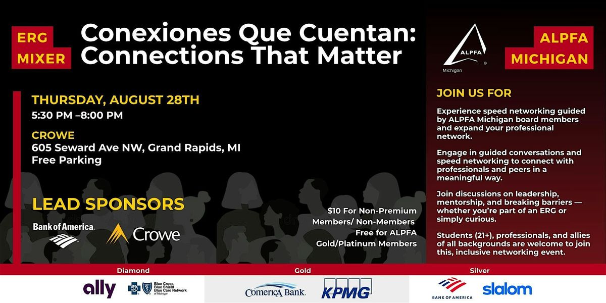 Conexiones Que Cuentan | Connections That Matter – ERG Mixer, 28 August | Event in Grand Rapids | AllEvents