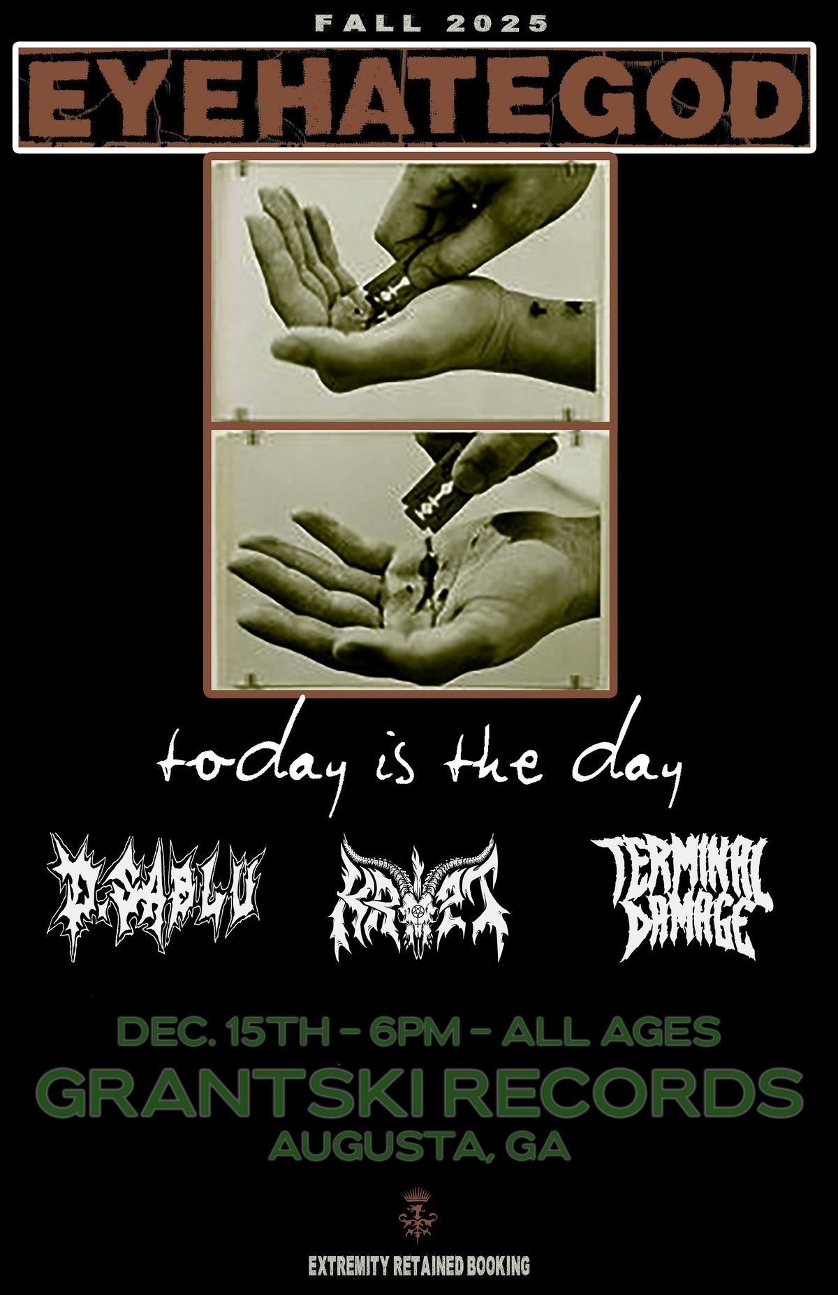 EYEHATEGOD W/ TODAY IS THE DAY, D. SABLU, KRYPT & TERMINAL DAMAGE, 15 December | Event in Augusta | AllEvents