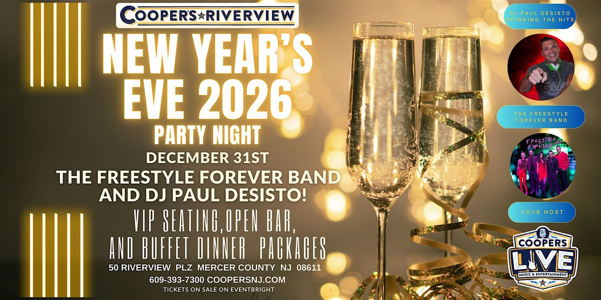 NEW YEAR'S EVE 2026 AT COOPER'S RIVERVIEW! VIP DINNER-OPEN BAR-LIVE SHOW!, 31 December | Event in Trenton